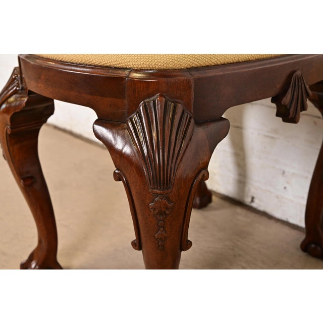 Baker Furniture Historic Charleston Chippendale Carved Mahogany Stool or Ottoman For Sale In South Bend - Image 6 of 11