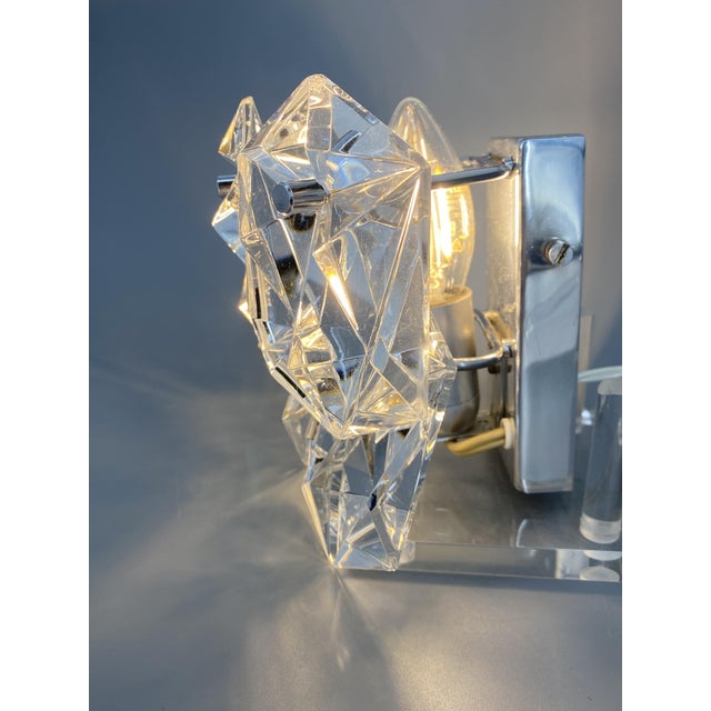 1970s Vintage Wall Lamps in Crystal Glass and Chrome from Kinkeldey, 1970s, Set of 2 For Sale - Image 5 of 13