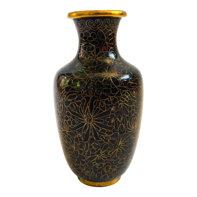 Cloisonne Brass Vase For Sale