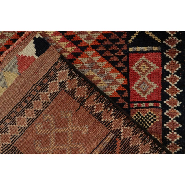 Vintage Turkish Runner in Orange, Black and Beige-Brown Geometric Patterns For Sale In New York - Image 6 of 7