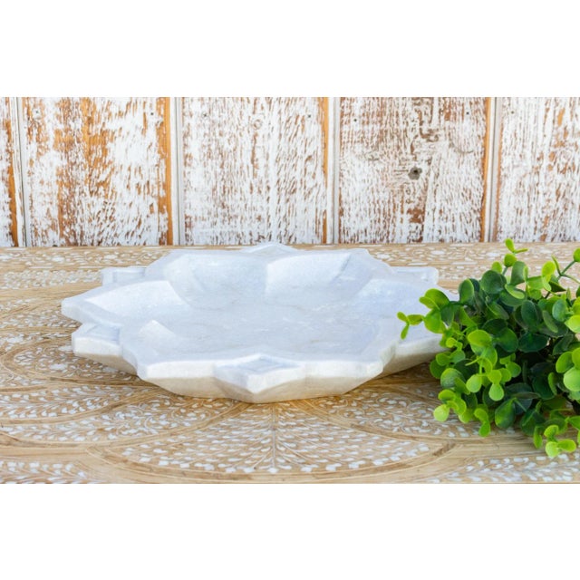 Stone Ishani Open Lotus Marble Plate For Sale - Image 7 of 8