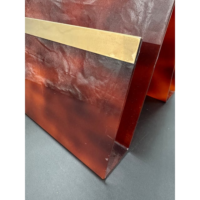 Brown Magazine Holder in Plexiglass, Italy 1980s For Sale - Image 8 of 8