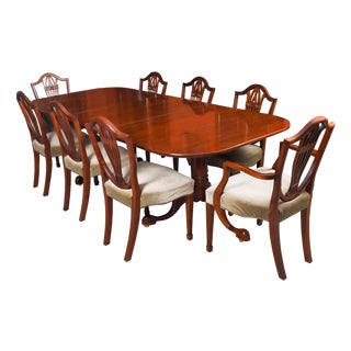 Vintage Regency Revival Dining Table and Chairs by William Tillman, 1980s, Set of 9 For Sale