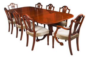Vintage Regency Revival Dining Table and Chairs by William Tillman, 1980s, Set of 9