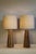Pair of Lightolier influence tapered lamps. Beautiful hand rubbed walnut with oiled finish. Tweed taper shades. Would mix...