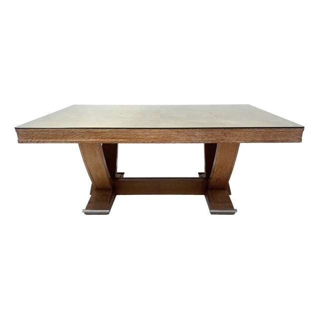 Antique Art Deco Desk in Limed Oak, 1900s For Sale