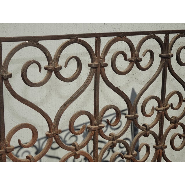 Black Vintage French Country Wrought Iron Fireplace Screen With Finials For Sale - Image 8 of 16