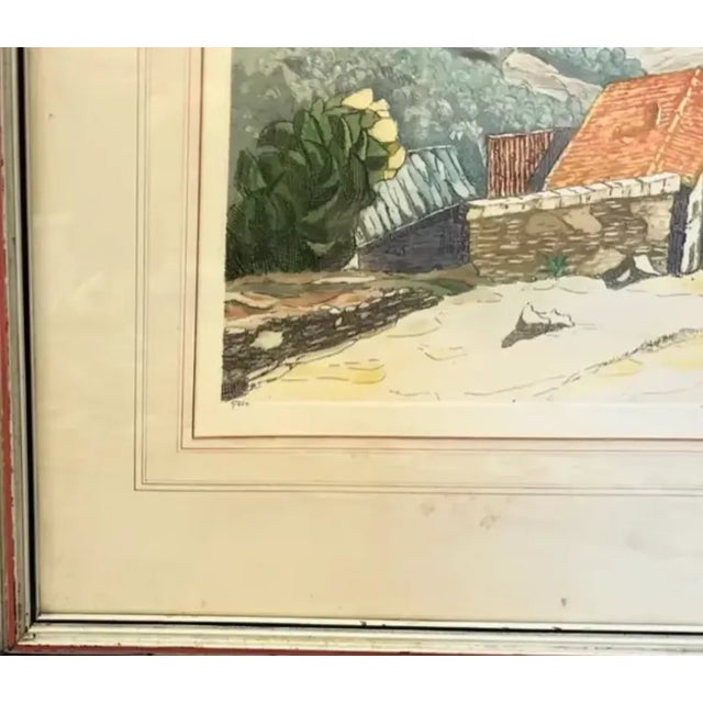 Early 20th Century Mid Century Colored Lithograph in Silver Gilt Frame, Signed Raymond Giovanetti, Signed For Sale - Image 5 of 8