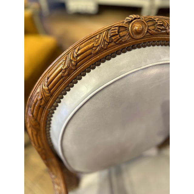 19th Century Late Pair Louis XVI Style Walnut Fauteuils For Sale - Image 9 of 9