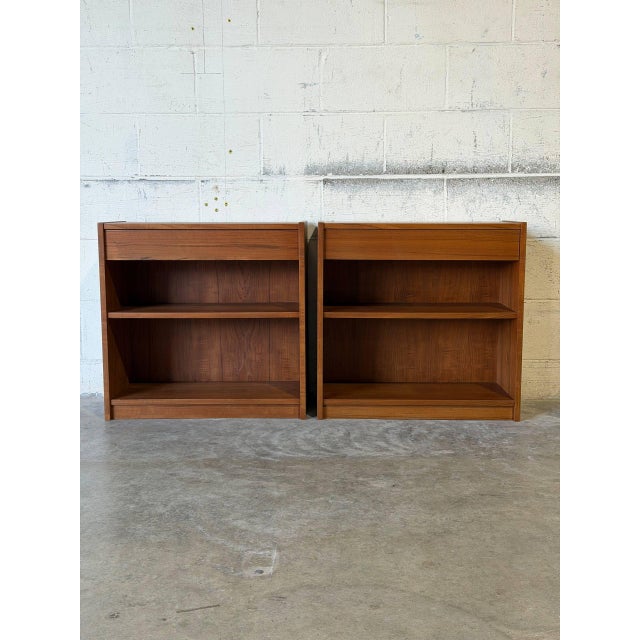 Brown Teak Nightstands Set of 2 With Open Shelves Danish Mid-Century Modern 1960s For Sale - Image 8 of 10