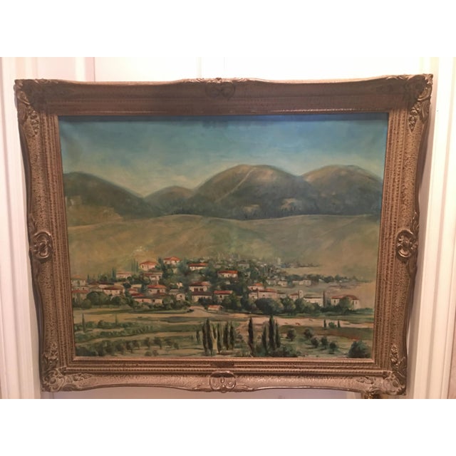 1953 "Tritea Greece" Grecian Landscape Oil Painting by Spacuzza, Framed For Sale - Image 4 of 10