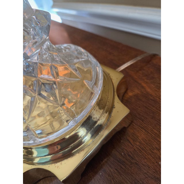 Vintage Glass and Brass Column Table Lamp For Sale - Image 9 of 9