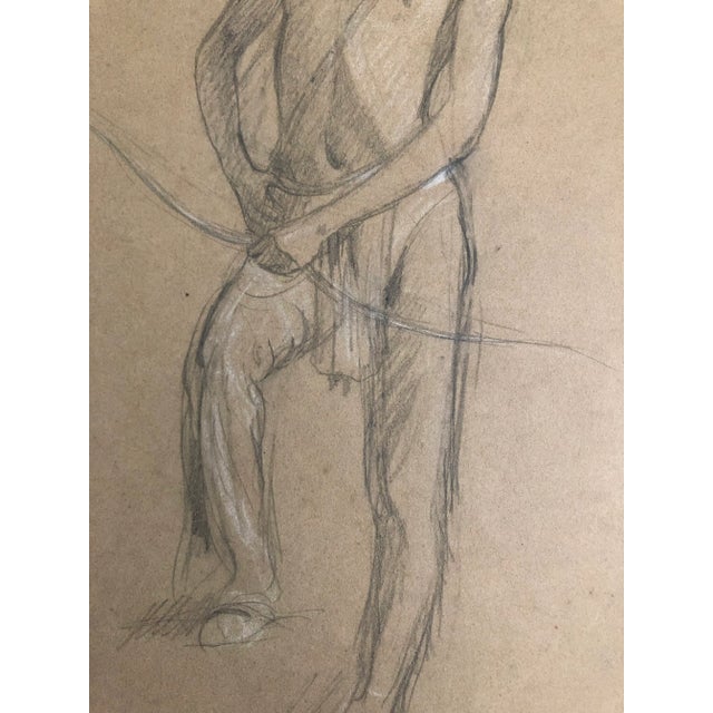 Figurative 1890s Douglas Volk Old West Portrait Drawing For Sale - Image 3 of 6