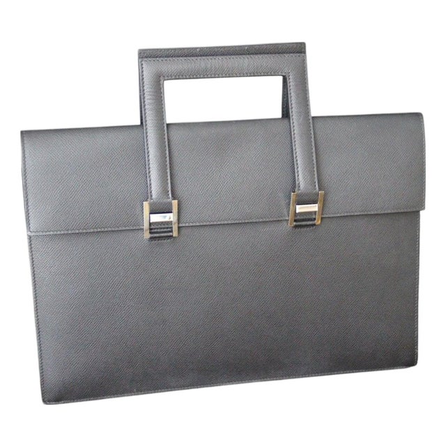 Document Holder in Black Epsom and Palladium Leather from Hermès, 2000s For Sale