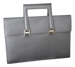 Document Holder in Black Epsom and Palladium Leather from Hermès, 2000s