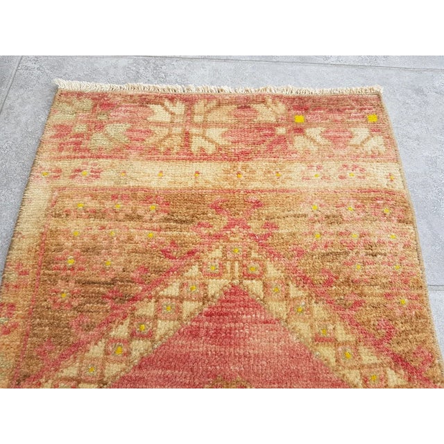 1950s Small Red and Brown Rug For Sale - Image 6 of 10