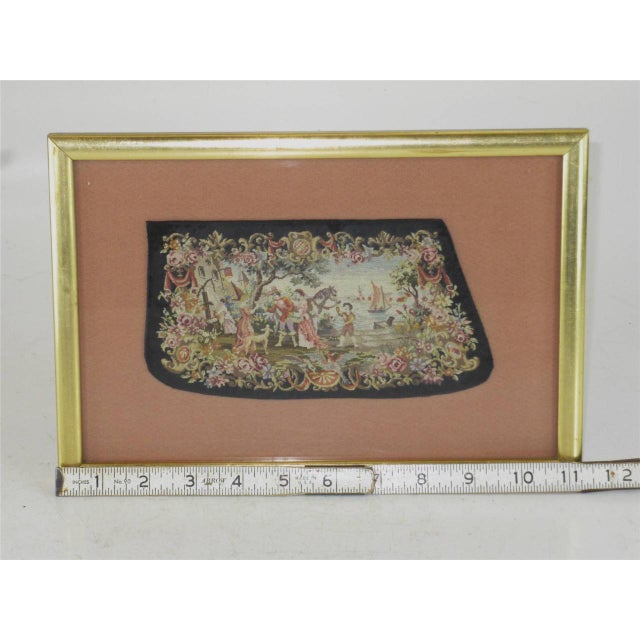 Mid 19th Century Needlepoint Tapestry Sleave Cuff Clothing Hand Embroidered Antique Gold Frame For Sale - Image 9 of 12