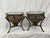 A rare pair of Franco Albini “fish trap” tables, Italy, 1950s, each retaining its original glass top — individually fitted...