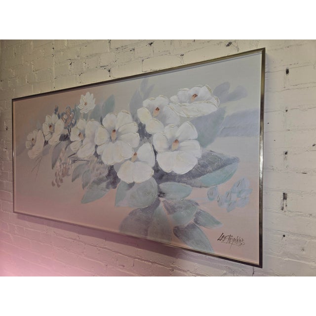1980s 1980s Vanguard Studios Floral Original Signed Painting Lee Reynolds For Sale - Image 5 of 12