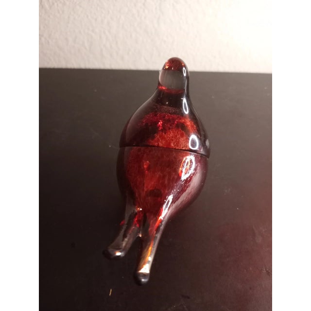 1980s Red Blown Art Glass Red Cardinal Figurine For Sale - Image 5 of 7