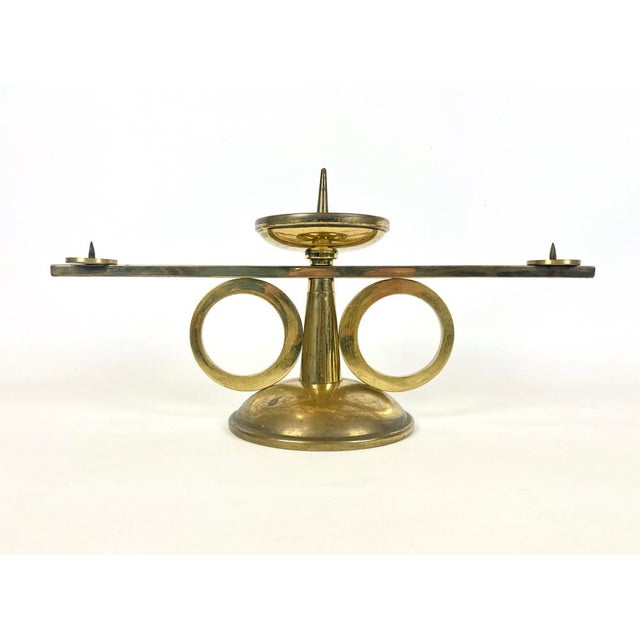 Large Brutalist German Brass Candleholder, 1970s For Sale - Image 10 of 11