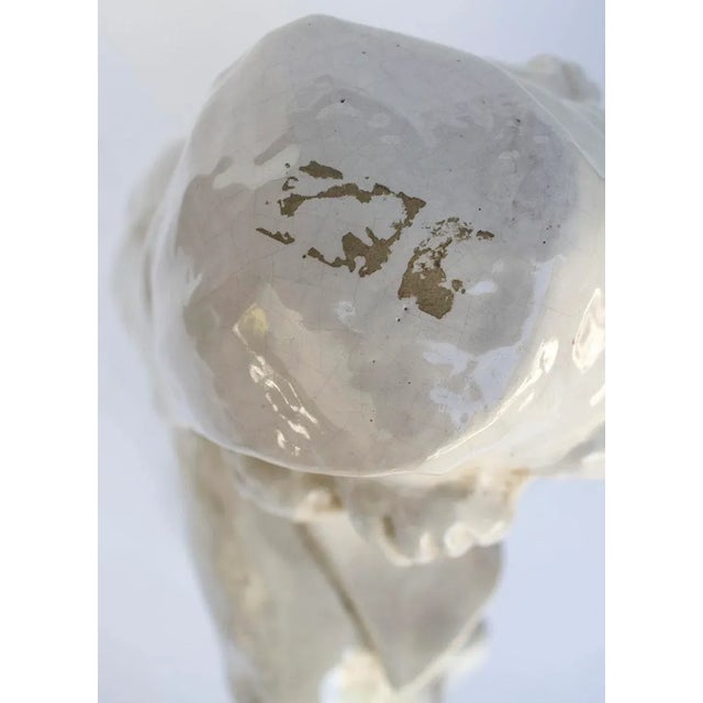 Vintage Statue of a French Boy Holding Fish 38" High For Sale - Image 9 of 11