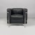 Italian modern black leather armchair LC2 by Le Corbusier, Jeanneret and Perriand for Cassina, 1980s LC2 armchair with...