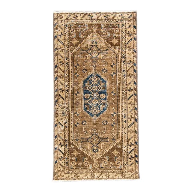 1960s Vintage Distressed Handmade Blue Tribal Wool Rug For Sale