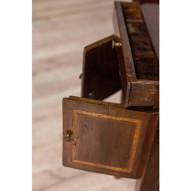 Brown Italian 19th Century Walnut Nightstand Table with Ash Inlaid Banding For Sale - Image 8 of 11