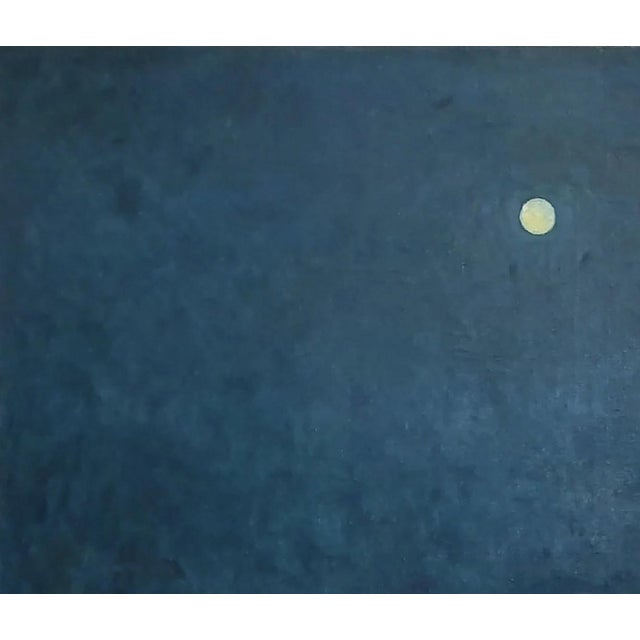 Original Moonlit Night Oil Painting, Farm Art, 1969 For Sale - Image 4 of 6
