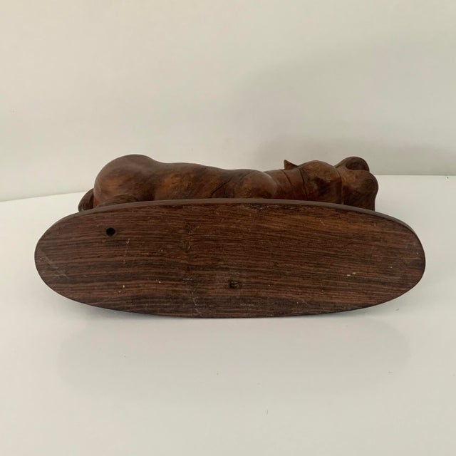 Brown Vintage Hippo Sculpture in Wood For Sale - Image 8 of 10