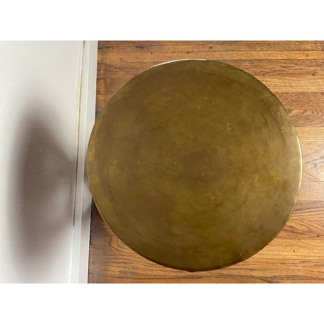 Sarreid Ltd. Mid-Century Modern Attributed to Sarreid Ltd. Brass X-Base Stool / Accent Table For Sale - Image 4 of 9