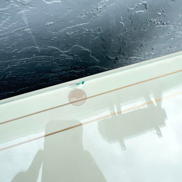 Chinese Vintage Chinese Cream and Gold Glass Top Sideboard/Cabinet For Sale - Image 3 of 9