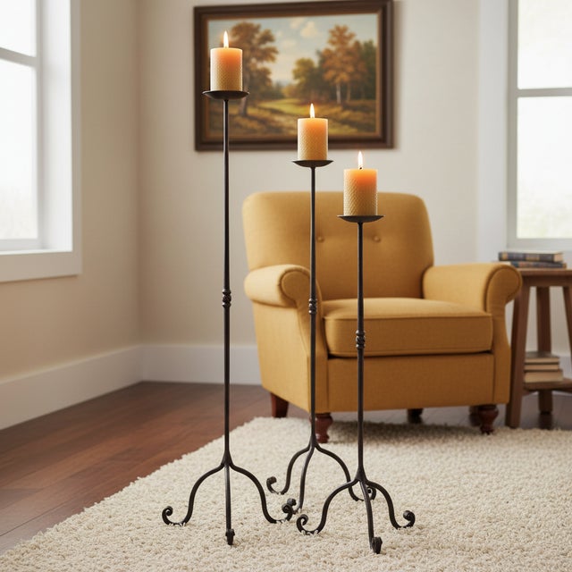 The Classic Scroll Trio: Floor Candelabra Set ️ Add a touch of refined character to your living space with this Hand-...