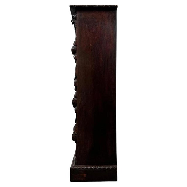 Antique Victorian Carved Oak Open Bookcase, England For Sale - Image 9 of 11