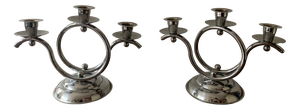 Art Deco Chrome Candleholders from Demeyere, Belgium, 1930s, Set of 2