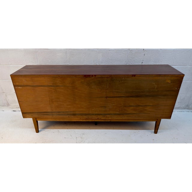Mid-Century Modern Walnut and Cane Nine Drawer Dresser For Sale - Image 16 of 16