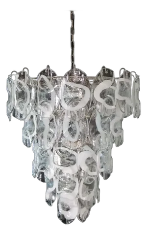Italian Murano Chandelier Lamp Vistosi – 50 Clean and White Lattimio Glasses