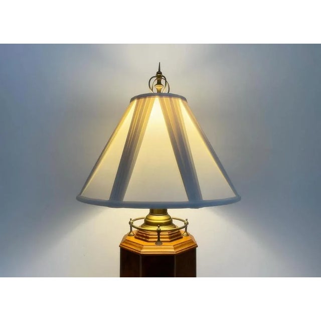 Wood 1960s Burl Wood Column Lamp & Shade by Knob Creek For Sale - Image 7 of 18