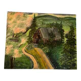 Nellie Medford 1990 a Church in Thompson Cove North Carolina Oil on Canvas Board For Sale