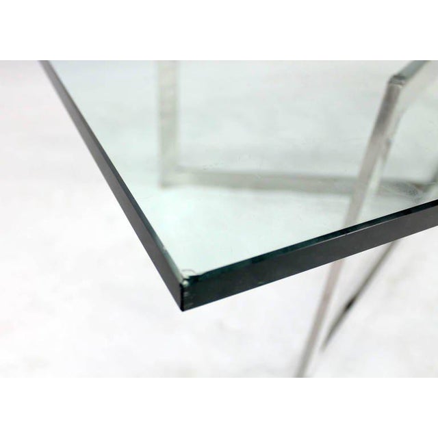 1970s Mid Century Modern Stainless Chrome X-Base Coffee Table With Glass Top For Sale - Image 4 of 6