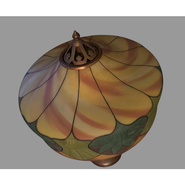 Early 20th Century Handel Co. Table Lamp With Floral Decorated Reverse Painted Glass Shade For Sale - Image 10 of 12