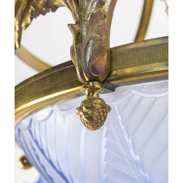 French Art Deco Glass Chandelier, 1920s For Sale - Image 10 of 16