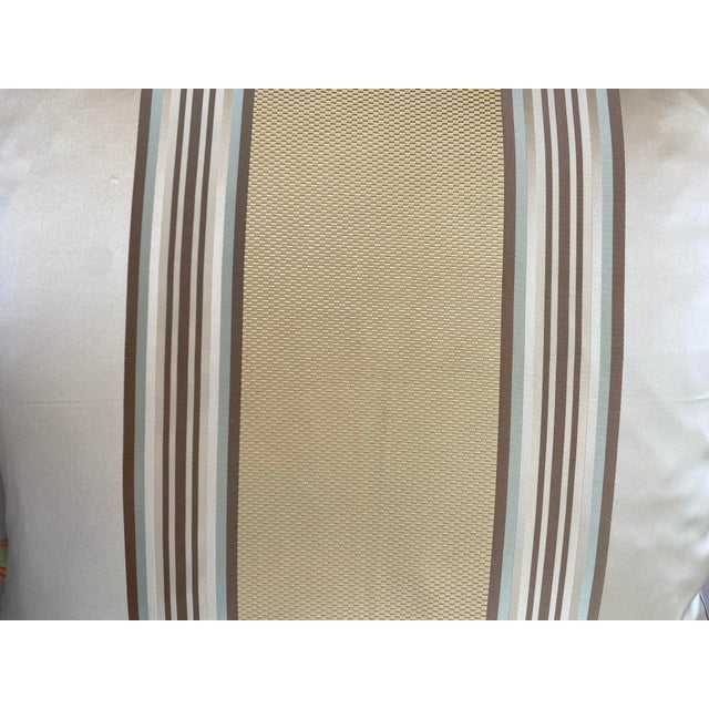 Neutral Silk Striped Throw Pillow Cover For Sale - Image 4 of 5