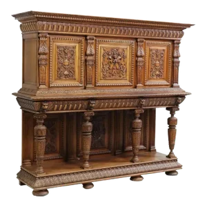 Antique Sideboard, French Renaissance Style, Carved, Walnut, Early 1900s!!