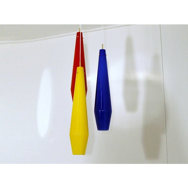 Italian Mid Century Red Yellow Blue Italian Style Chandelier For Sale - Image 3 of 7