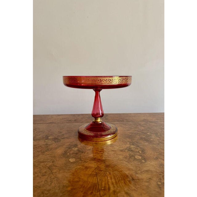 Antique Ruby Glass Gilded Tazza, 1860s For Sale - Image 3 of 6