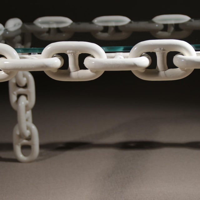 Metal Vintage French Brutalist Chain Link Coffee Table, 1970s For Sale - Image 7 of 17