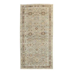Zabihi Collection Light Blue Persian Malayer Runner Rug