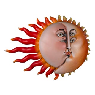 Large Sol Eclipse Papier Mâché Wall Sculpture by Sergio Bustamante, 1997 For Sale